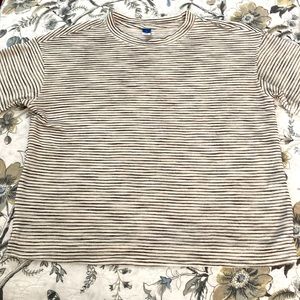 OLD NAVY RIBBED KNIT SHORT SLEEVE TOP-Ivory/Black Stripe in Size Medium